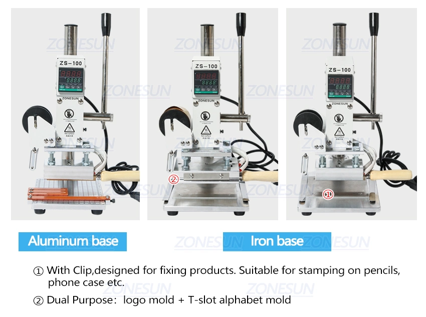 Zonesun Zs-100b Dual Use Hot Foil Stamping Machine Manual Bronzing Machine for PVC Card Leather Pencils Paper Stamping Machine